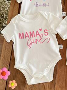 SHEIN 4pcs/Set Newborn Baby Girls' Casual Solid Pink & Purple Short Sleeve Bodysuits, Suitable For Summer - White - View 4