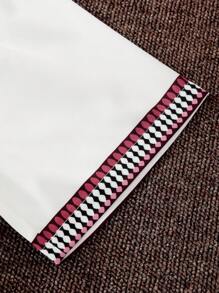 Set de 2 piezas con camisa de manga corta con cuello a cuadros y pantalón corto para niño - Blanco - Ver 4