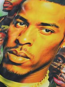 Manfinity LEGND Men's Crew Neck Graphic T-Shirt With Human Figure & Letter Print And Drawstring Printed Shorts Set - Multicolor - View 7