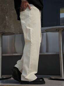DAZY Pantalones vaqueros rectos de unicolor simple con bolsillos para hombre, para el verano