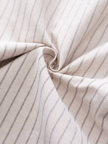 SHEIN Clasi 女士休闲条纹亚麻阔腿裤，春夏 - 杏色 - 查看 6