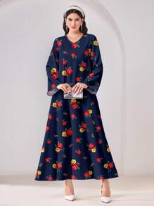 Al Najma 休闲简约保守阿拉伯风格连衣裙 - 彩色 - 查看 1