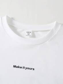 SHEIN 2 件套青少年男孩字母印花圆领背心和短裤套装 - 彩色 - 查看 3