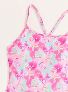 Tween Girl Random Tie-Dye Print One-Piece Swimsuit - Multicolor - View 5