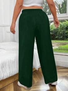 Flirla Pantaloni lunghi casual a tinta unita con vita regolabile con laccetto, taglie comode