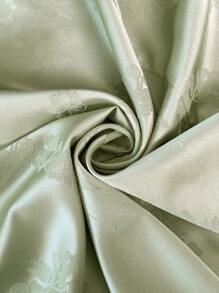 SHEIN Clasi Plus Size Dress Floral Print V-Neck, Empire Waist, Batwing Sleeve, Split Design, Retro Style - Green - View 3