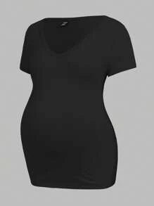 SHEIN 3 件装孕妇纯色 V 领 T 恤