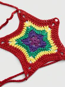 ROMWE 大码 Y2K 彩虹星性感露背针织短款上衣 - 彩色 - 查看 4