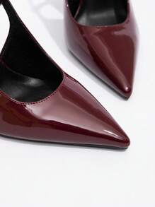 CUCCOO BIZCHIC Women's Burgundy Bowknot Decor Lolita Style High Heel Pumps With Back Straps - Redwood - View 4