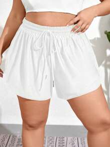 SHEIN Swim Curve Bottom de traje de baño de playa de unicolor y de moda para mujer de talla grande