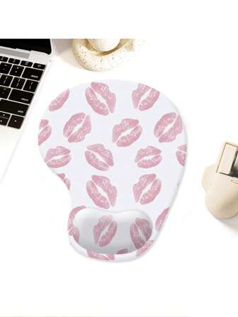 Kawaii Anti-Skid Waterproof Thick Mouse Pad With Pink Lip Print Pattern, Style No. 1274379