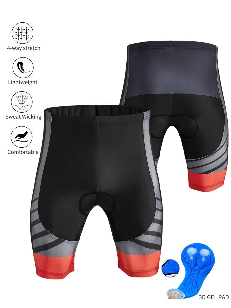 Gym Rark Men's Geometric Print Elastic Waist Casual Cycling Shorts Biker Shorts - Red - View 1
