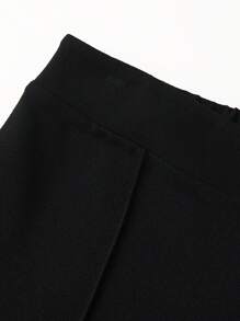SHEIN Clasi Women's Minimalist Office Pants With Chain Decor - Black - View 6