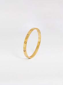 1PC Gold Stainless Steel Artificial Stones Bangle Bracelets For Women Non Tarnish Oval 18k Gold Plated Cubic Artificial Zirconia Flowers Bracelet Designer Jewelry Gift For Teen Girls Valentines Christmas Winter Christmas Gifts