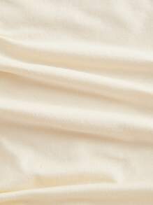 SHEIN MOD Áo thun cổ tròn màu mơ thêu hoa 3D ánh kim, cổ bất đối xứng, mùa hè/mùa hè dành cho nữ, trang phục phương Tây dành cho nữ, phong cách Boho dành cho nữ, tiệc trà chiều, áo thun Rave - Màu be - Xem 4