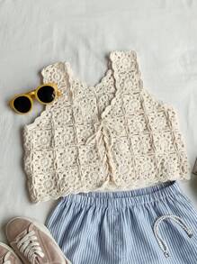 Comfortcana Women's Summer Boho Western Cowgirl Style Solid Color Simple Stylish Sweater Vest Summer For Women,Summer - Beige - View 5