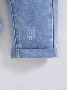 SHEIN Baby Girls Cute Loose Fit Blue Denim Overallsgirl Fall And Winter Clothes,Street Cool Style Denim Clothes