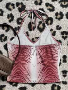 SHEIN EZwear 女士时尚修身短款上衣，适合辣妹 - 粉色 - 查看 2