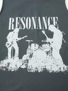 SHEIN 2 Pcs Set: Teen Boy Graphic Letter & Character Print Round Neck Tank Top And Shorts