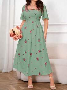 Mulvari Vestito con fantasia floreale casuale, taglia grande, abito lungo da spiaggia, festa, estate, casual, vacanza e appuntamenti