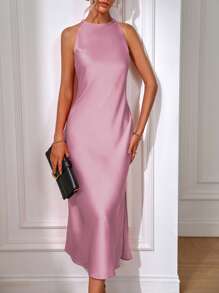 EMERY ROSE Bodenlanges Maxikleid mit festen Knöpfen am Rücken für Damen