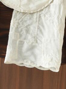 SHEIN Baby Girl Fashion Spring/Summer Sleeveless Top With Frame Embroidery And Wide-Leg Pants Set, Comfortable Fabric, High-End Fashion, Versatile For Casual Wear And Home - Beige - View 5