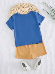 Cozy Pixies 2-teiliges Set bestehend aus besticktem Strick Baby Jungen Pulli mit rundem Ausschnitt und kurzen Ärmeln sowie Shorts mit Gummibund