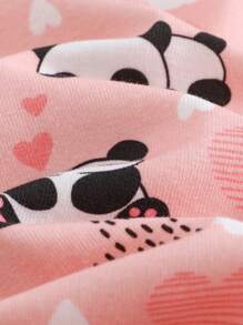 Cozy Pixies Baby Girl Snug Fit Pajama Set, Cartoon Bear Pattern Knit Soft Round Neck Long Sleeve Top & Elastic Waist Long Pants, 2 Pieces