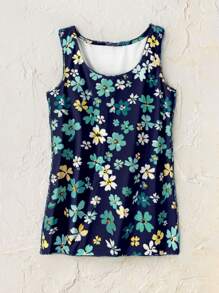 SHEIN RusticEase 休闲简约复古花卉图案女式背心，适合夏季