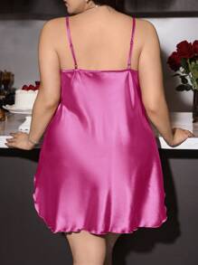 3pcs/Set Plus Size Faux Silk Dresses With Side Slits, Assorted Colors - Multicolor - View 7