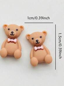 10 件/20 件全新 15*10 毫米可爱迷你卡通动物咖啡色蝴蝶结小熊树脂小雕像工艺品平背装饰首饰制作发饰配饰最佳生日礼物 - 彩色 - 查看 3