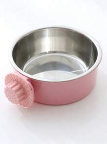 SHEIN Anti-Tip Stainless Steel Hanging Dog Bowl, 2-In-1 Pet Bowl For Water & Food, Suitable For Dog Cage