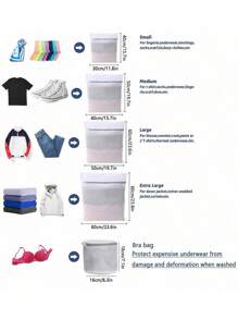 SHEIN 1pc White Mesh Lingerie Laundry Bags Set, Bra Laundry Bags With Zips, Honeycomb Mesh Material, Effective Filter Impurities, Supporting Frame Effectively Prevents Deformation During Laundry, Suitable For Cleaning Bras, Sweaters,Underwear, Light Scarfs, Stockings