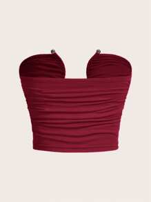 SHEIN ICON Fitted Asymmetrical Neckline Underwire Crop Top For Women