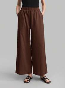 Ontre 女士纯色休闲抽绳裤，适合商务、休闲、度假、海滩、生日派对、教师，2025 年秋季 - 棕色 - 查看 7