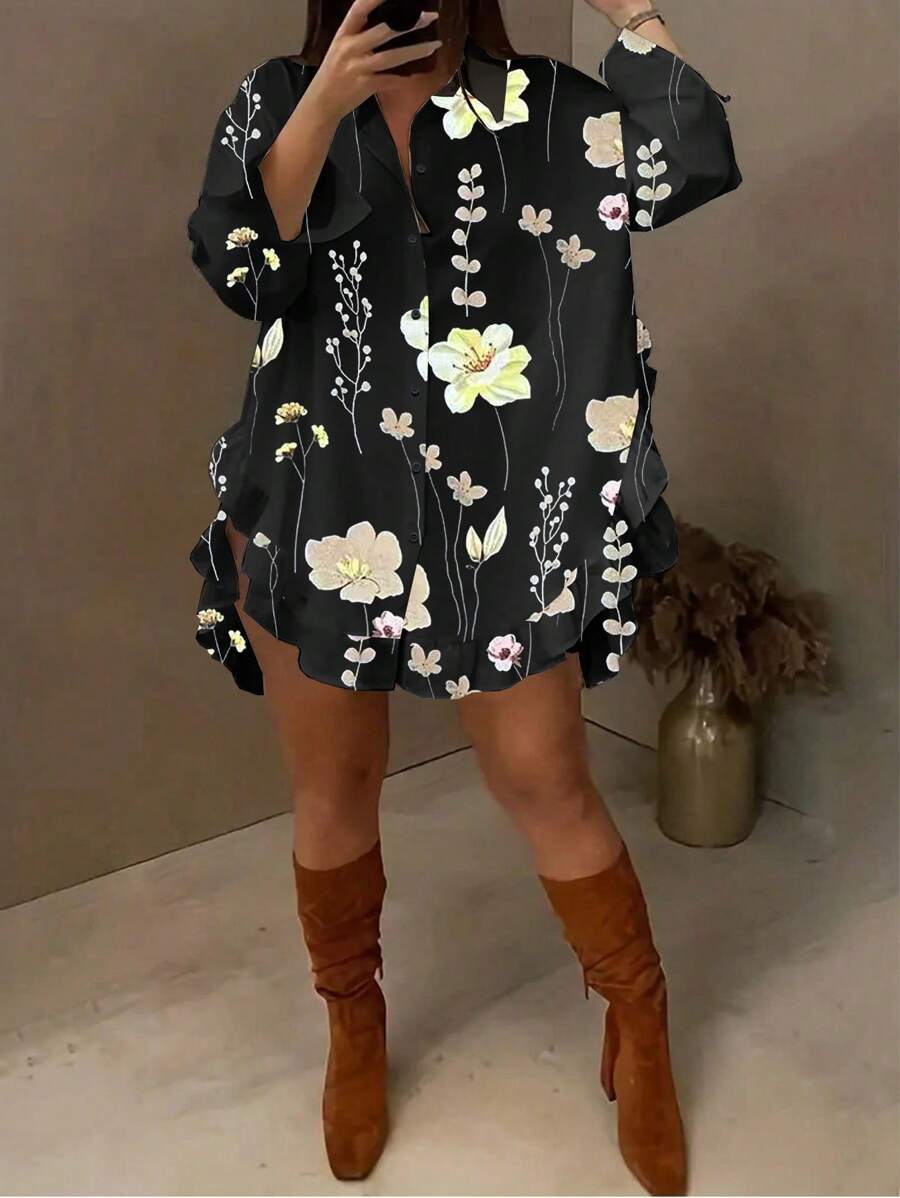 Maweii 大码长袖简约时尚衬衫适合夏季