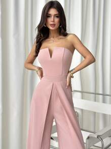 Firerie 女士优雅浪漫时尚通勤性感优雅风格连衣裙，适合派对、度假、返校、浪漫约会和婚礼生日，女士收腰连体裤 - 粉色 - 查看 5