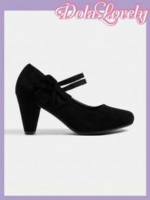 Dola Lovely Vintage Blumenmuster High Heel Einfache Pumps, Multifunktional & Praktisch - Schwarz - Übersicht 1