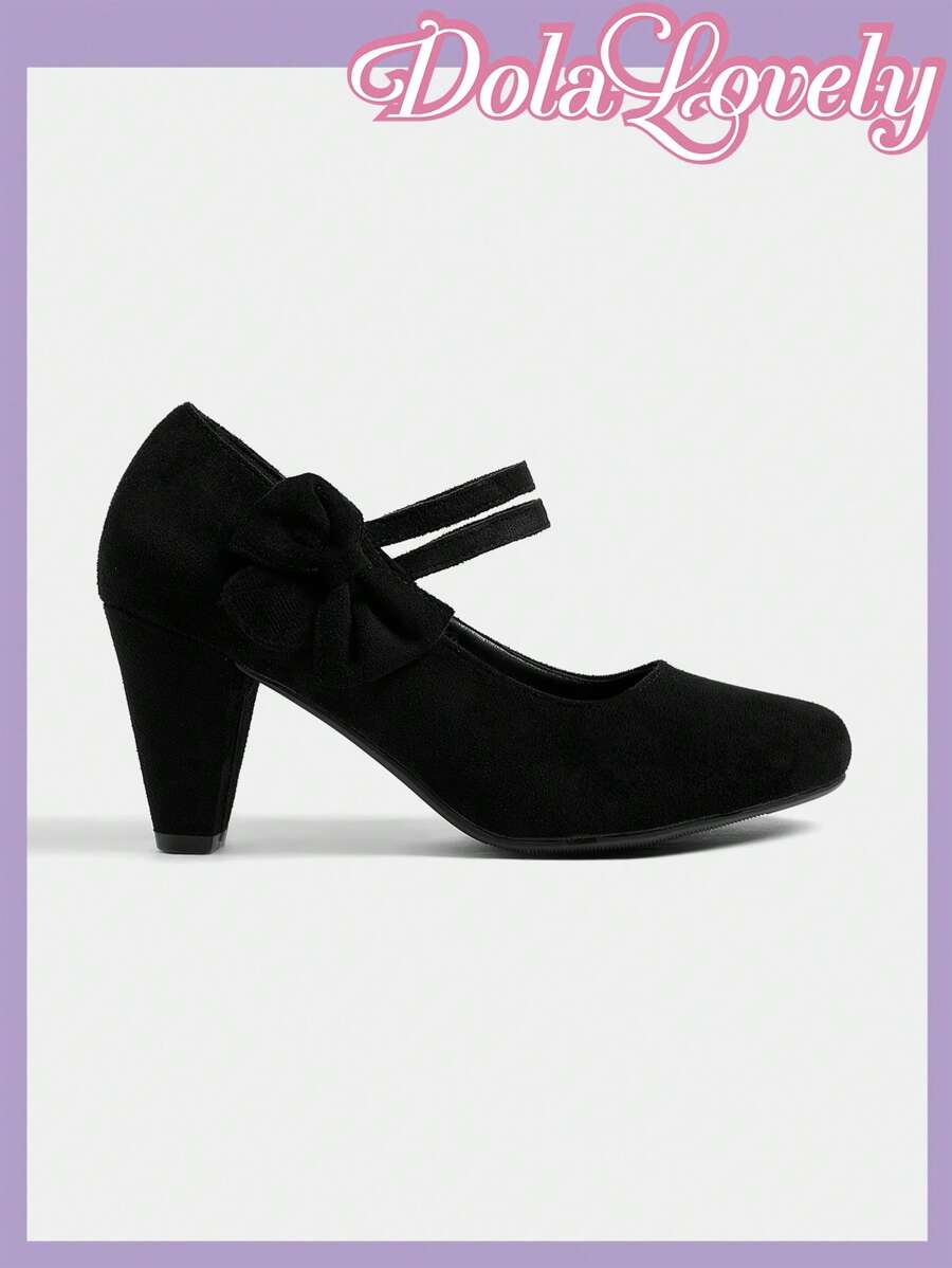 Dola Lovely Vintage Blumenmuster High Heel Einfache Pumps, Multifunktional & Praktisch - Schwarz - Übersicht 1