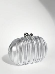 SHEIN BAE Women's Elegant Silver Clutch Evening Bag, Prom Bag For Party