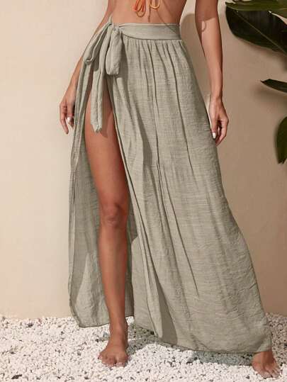 SHEIN Swim Falda cover up de cintura con cordón