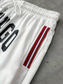 Manfinity Campus Court Aesthetic Post--Men's Drawstring Waist Casual Shorts, Suitable For Summer - White - View 6