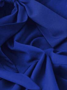 DreamSkyne Court Retro  Plus Size Black 3D Floral Contrast Color Long Sleeve Shirt - Blue - View 4