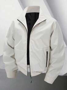 Manfinity Sport Corelite Men's Solid Color Long Sleeve Zip Front Loose Casual Sports Jacket