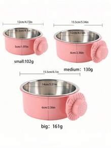 SHEIN Anti-Tip Stainless Steel Hanging Dog Bowl, 2-In-1 Pet Bowl For Water & Food, Suitable For Dog Cage