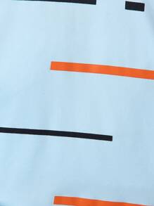 SHEIN Young Boy 2pcs Yellow Knitted Striped Print T-Shirt And Black Casual Knitted Sports Shorts Set For Summer