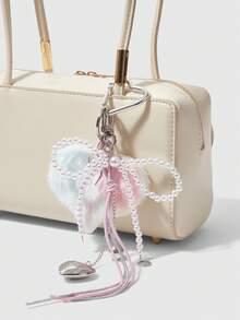ROMWE Kawaii 1pc Pink Bow Pearl Heart Bag/Purse Charm - Multicolor - View 2