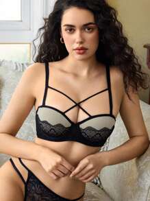 Charlaine Charlaine Elegante, sexy kleurblok-kanten patchwork lingerie-bh