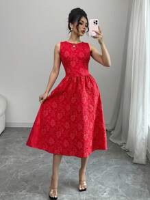 Chiquease 露背方领无袖 A 字裙，简约时尚休闲日常穿着