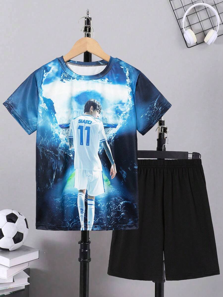 Set 2 bucăți de tricouri sportive de fotbal pentru băieți între adolescenți